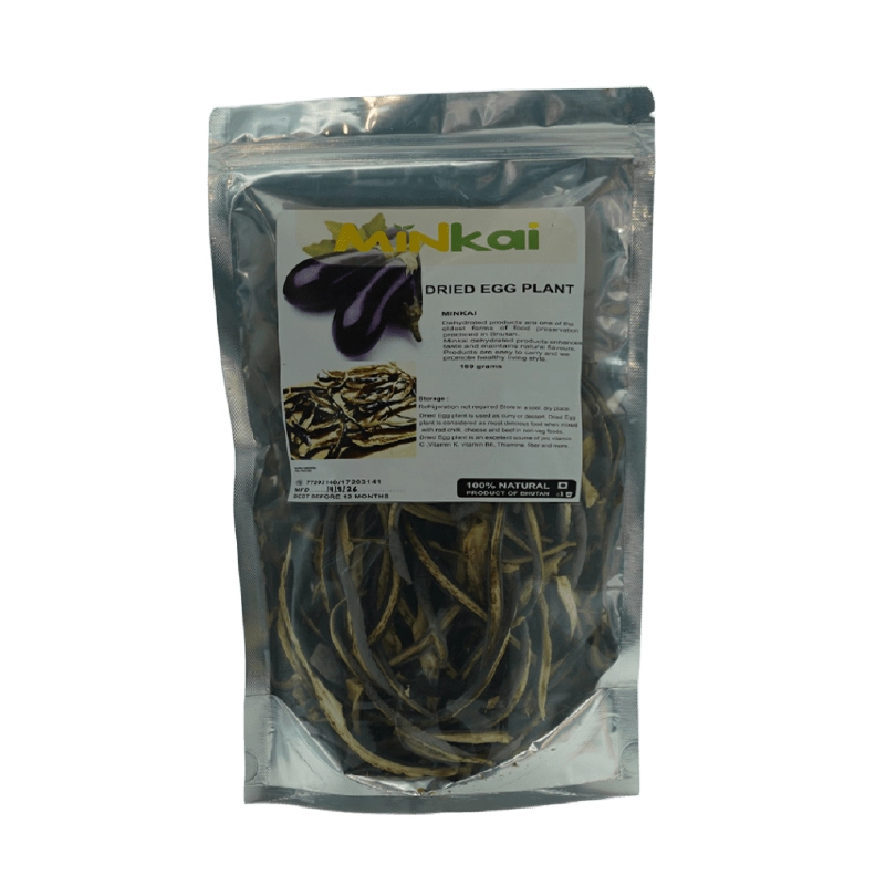 Minkai dried eggplant in Bhutanese packaging